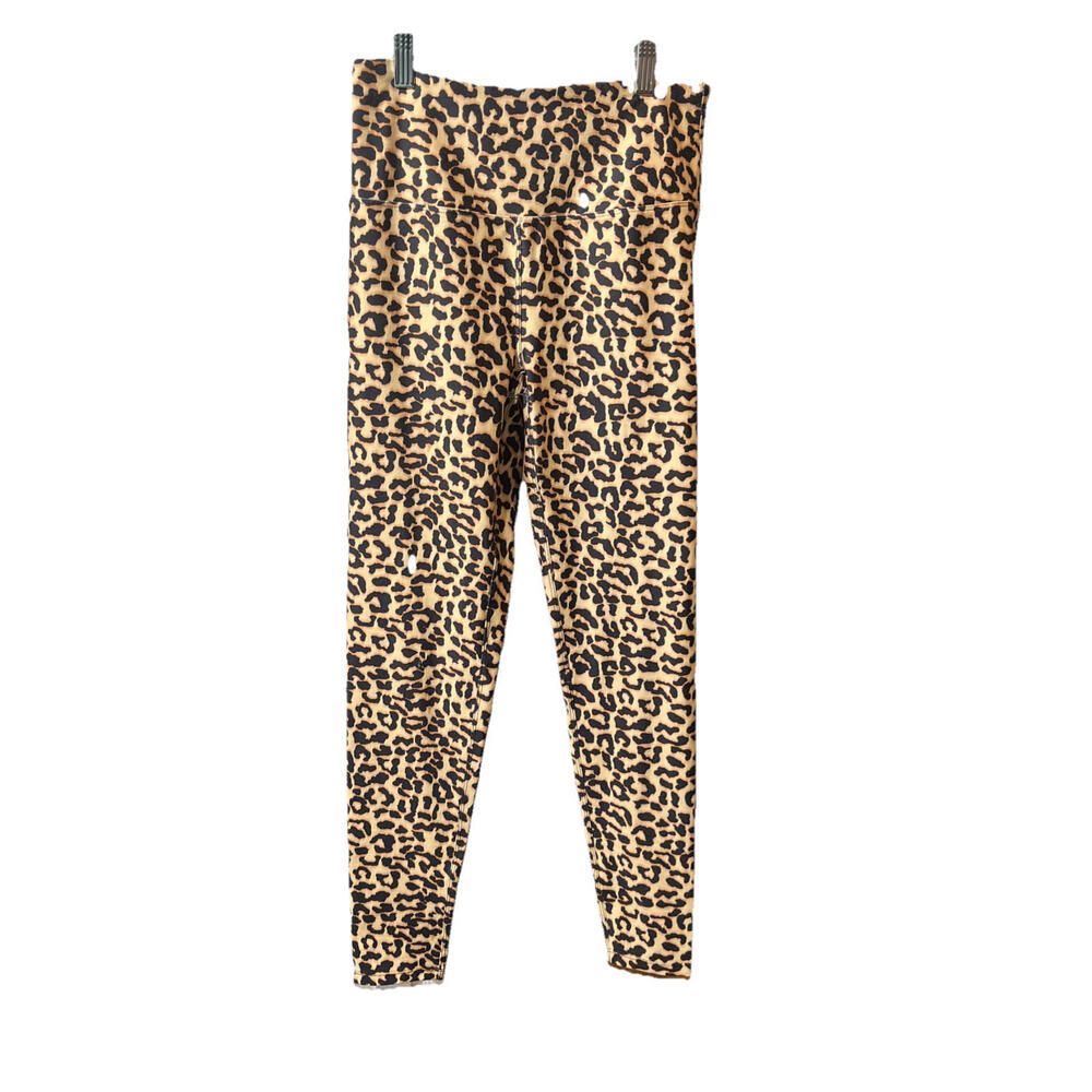 Kyodan Cheetah High Waisted Wide Waistband Full Length Leggings Sz Sml